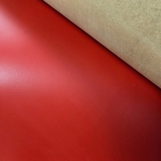 Close-up of red heavy weight cow split - not dyed through